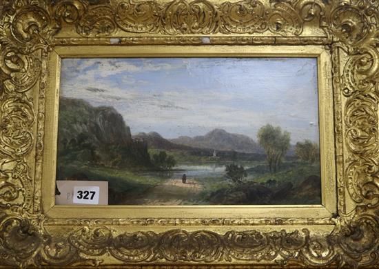 E. Hodson, oil on board, Grassmere Lake, Cumberland, 19 x 32cm